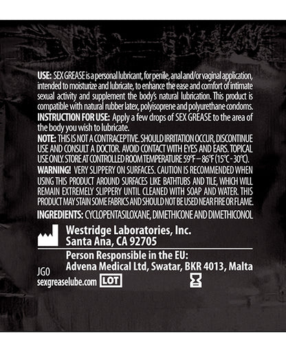 Sex Grease Silicone - 4.4 oz Bottle