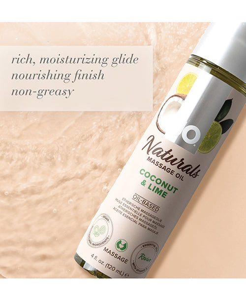 JO Naturals Massage Oil - Coconut & Lime 4 oz Bottle