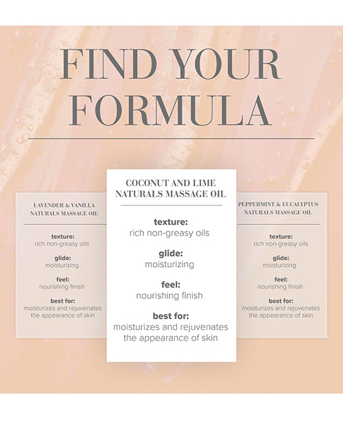 JO Naturals Massage Oil - Coconut & Lime 4 oz Bottle