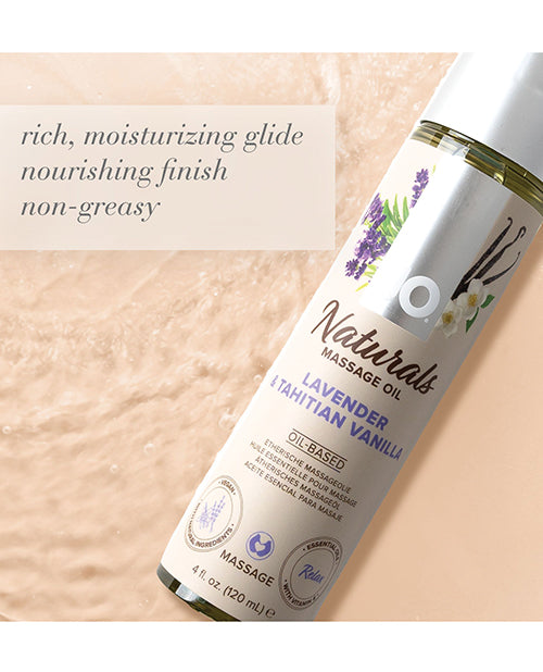 JO Naturals Massage Oil - Lavender & Vanilla 4 oz Bottle