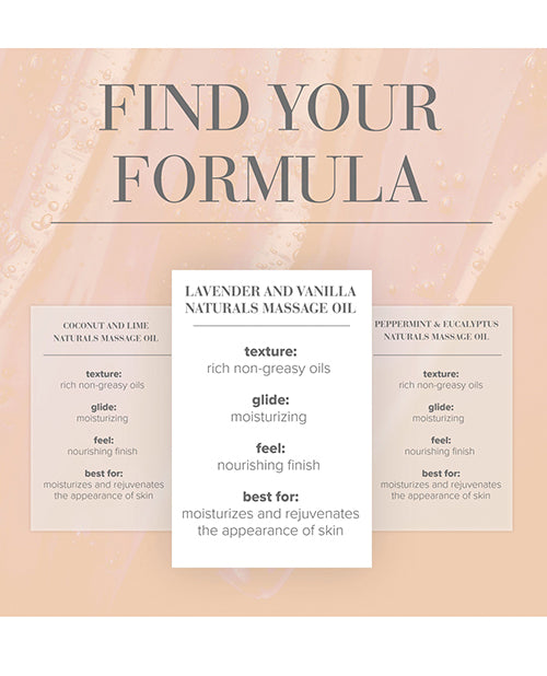 JO Naturals Massage Oil - Lavender & Vanilla 4 oz Bottle