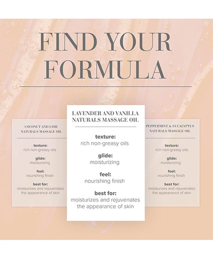 JO Naturals Massage Oil - Lavender & Vanilla 4 oz Bottle