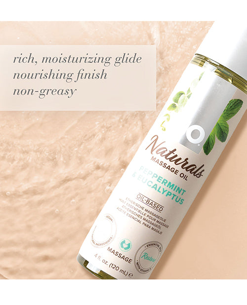 JO Naturals Massage Oil - Peppermint & Eucalyptus 4 oz Bottle