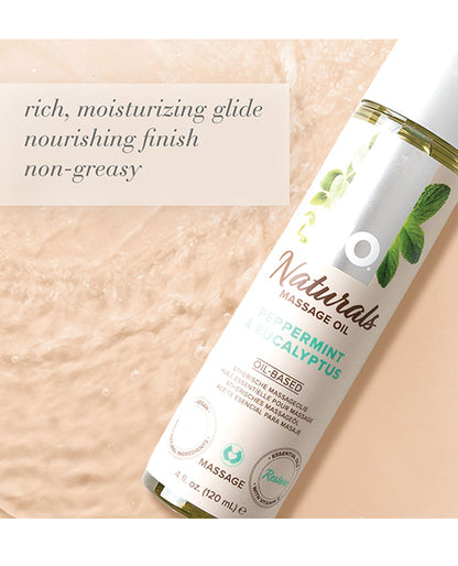 JO Naturals Massage Oil - Peppermint & Eucalyptus 4 oz Bottle