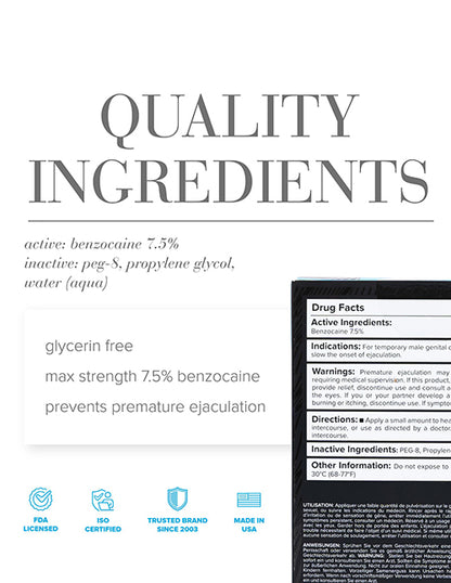 JO Prolonger Spray Benzocaine - Benzocaine Desensitizer 2 oz