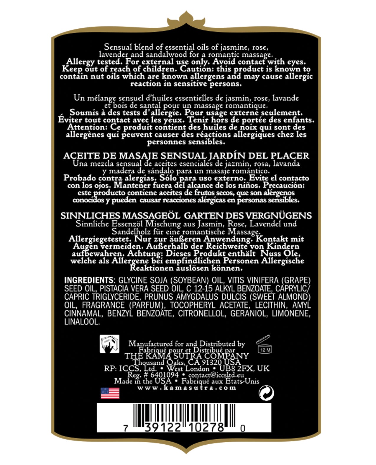 Kama Sutra Aromatics Massage Oil - 2 oz Pleasure Garden