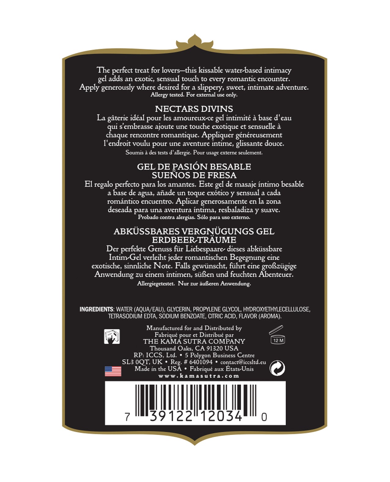 Kama Sutra Divine Nectars - 5 oz Strawberry Dreams