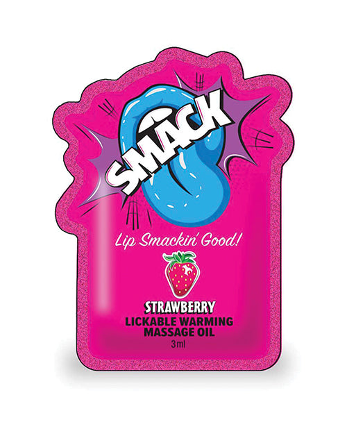 Smack Smack Lickable Warming Massage Oil - Strawberry 3 ml pouch - Image 3