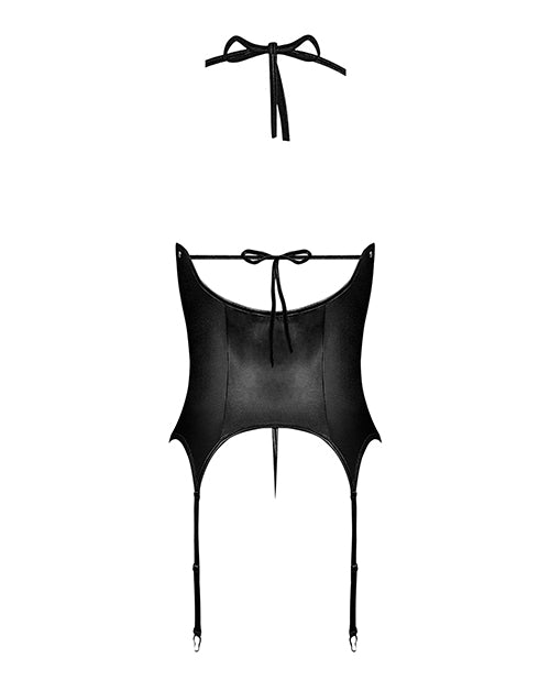 Lust by Magic Silk Lust Madame Corset w/Metal Garters & G-String Black L/XL - Image 5
