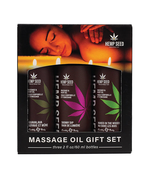 Earthly Body Massage Oil Gift Set - 2 oz Skinny Dip, Naked in the Woods & Guavalava