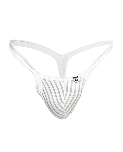 Male Basics Y Buns Thong White Sheer LG