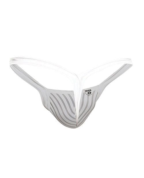 Male Basics Y Buns Thong White Sheer LG
