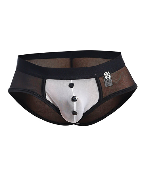 Male Basics MOB Maitre D Brief, Bow & French Cuffs Black/White SM