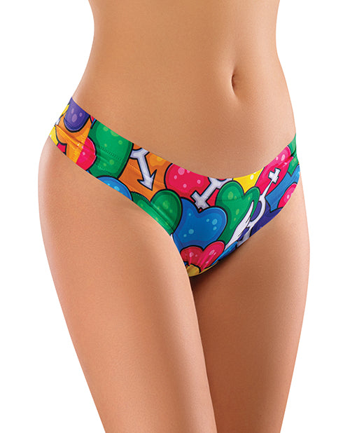 Mememe Pride Hearts Printed Thong LG