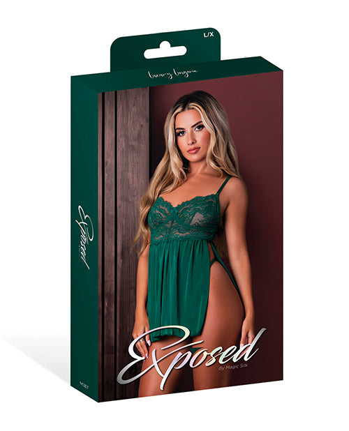 Evermore Babydoll w/Cheeky Panty 2 pc Set - Emerald L/XL