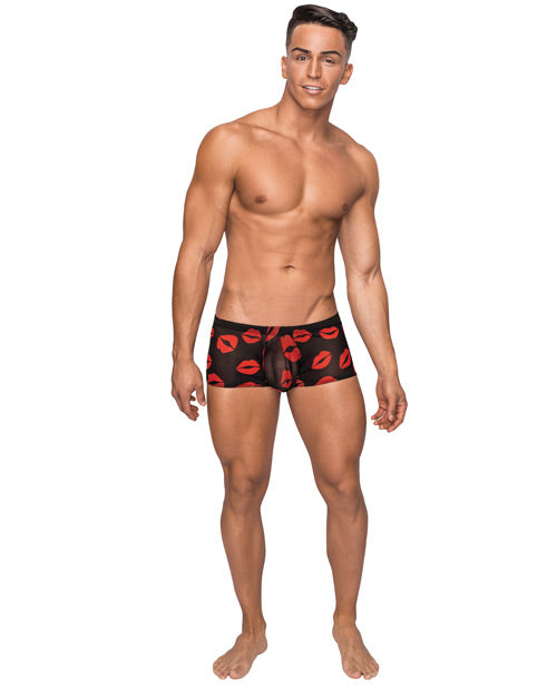 Kiss Me Stretch Mesh Mini Short Blk/Rd LG