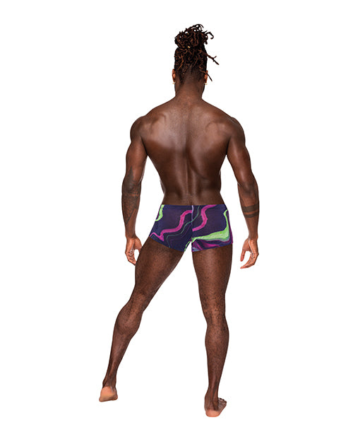 Galactic Sheer Poly Spandex Mini Short Multi Color XL