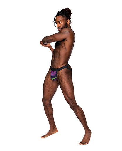 Galactic Sheer Poly Spandex Strappy Ring Jock Multi Color S/M