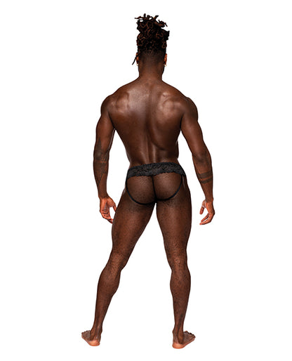 Male Power Sassy Lace Skirt Jock Black S/M