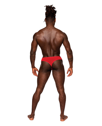 Male Power Sassy Lace Open Ring Thong Red S/M