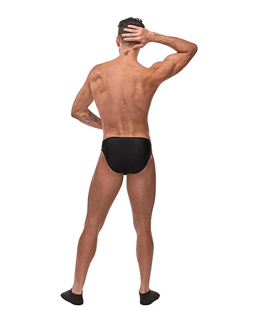 Male Power Nylon Spandex Pouchless Brief Black O/S