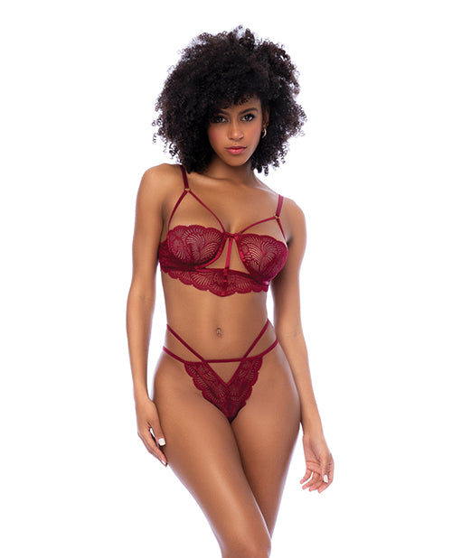 Lace Underwire Top w/Thong 2 pc Set - Rosewood L/XL