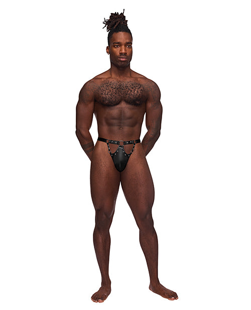 Fetish Jouster Nylon & Spandex Front Ring G-String Black L/XL