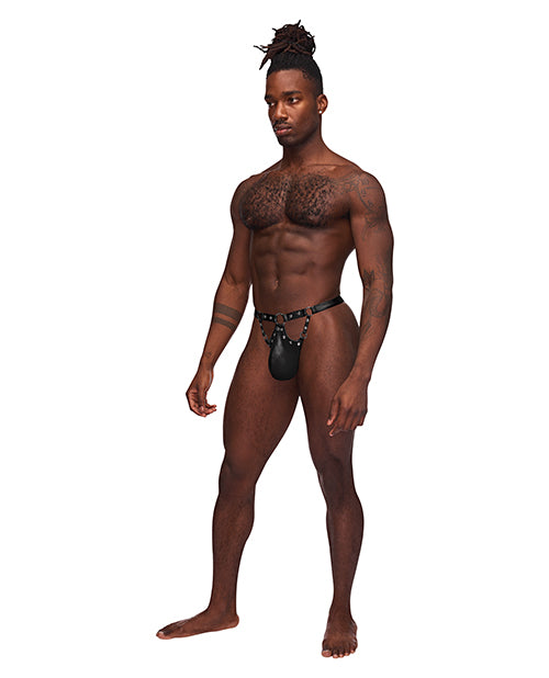 Fetish Jouster Nylon & Spandex Front Ring G-String Black L/XL