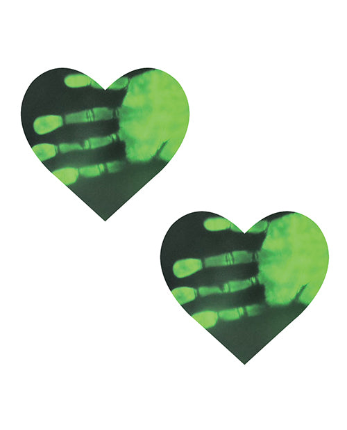 Neva Nude Temperature Reactive Heart Pasties - Neon Green