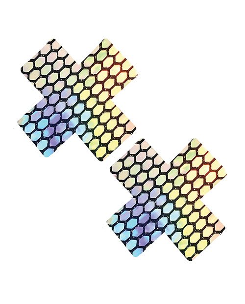 Neva Nude Mirrored Mayhem Holographic X Factor Pasties - Multi Color O/S