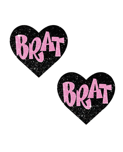 Neva Nude Neva Nude Brat Glitter Heart Pasties - Black/Pink O/S