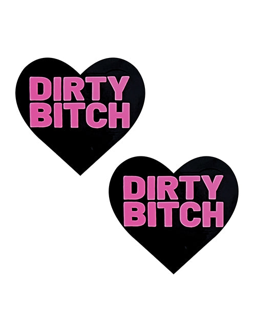 Neva Nude Dirty Bitch Heart Pasties - Black/Pink O/S