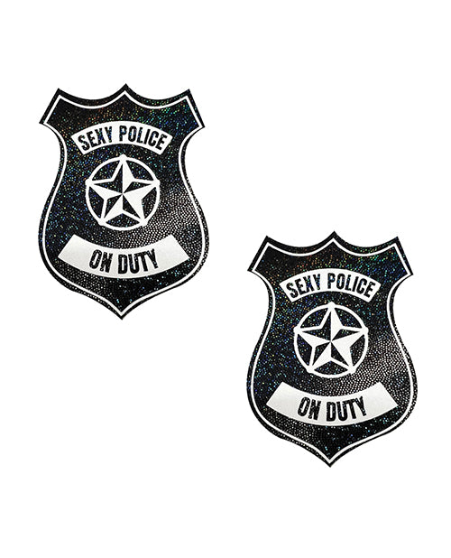 Neva Nude Sexy Police Badge Pasties - Black/White O/S