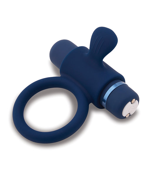 Nu Sensuelle Rev Silicone 7 Function Silicone Bullet Ring w/Flutter Tip  - Navy