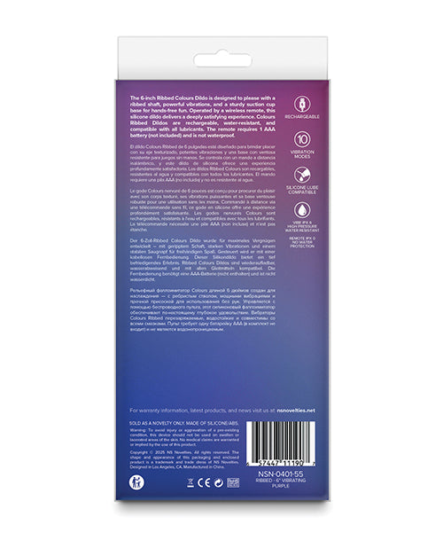 Colours - Ribbed - 6" Vibrating Dildo - Purple