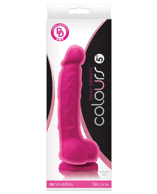 Colours Dual Density 5" Dong w/Balls & Suction Cup - Pink