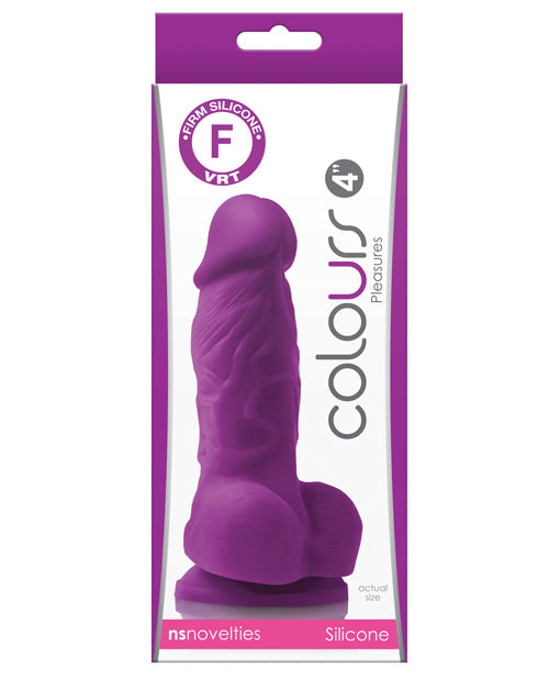 Colours Pleasures 4" Dong w/Balls & Suction Cup - Purple