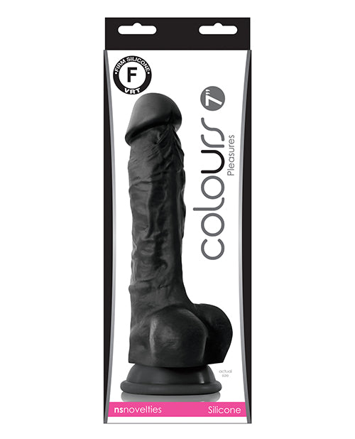 Colours Pleasures 7" Dong w/Balls & Suction Cup - Black