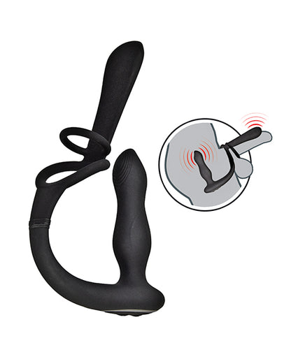 Enhancer Vibro Plug & Penis Sheath - Black