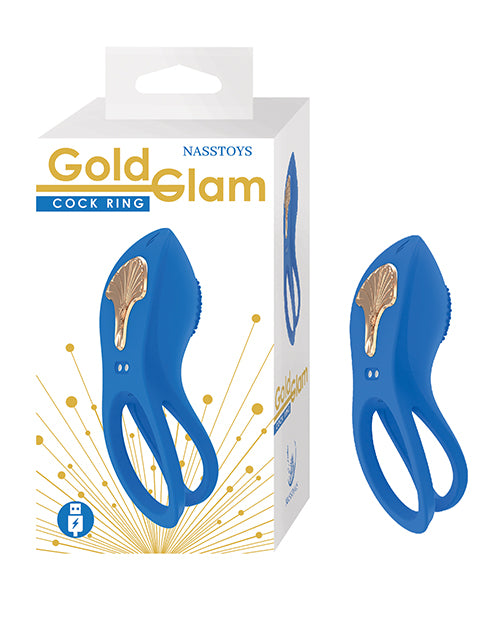 Gold Glam Cock Ring - Blue