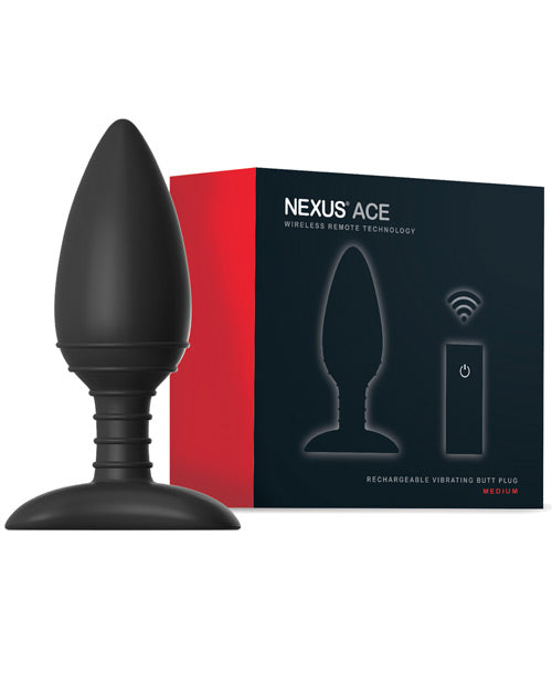 Nexus Ace Remote Control Butt Plug Medium - Black