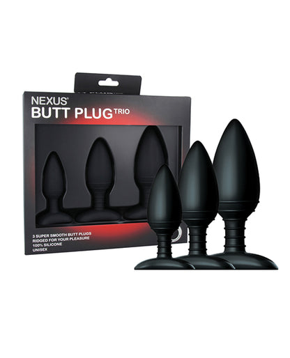 Nexus Butt Plug Trio Set 3 Solid Silicone Butt Plugs S M L