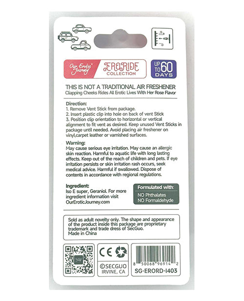 EroRide Clapping Cheeks Pheromone Infused Air Freshener - Rose