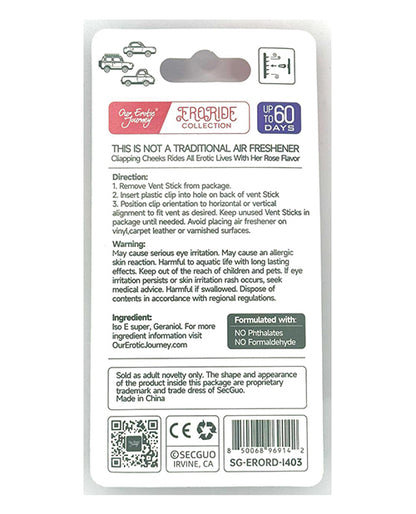EroRide Clapping Cheeks Pheromone Infused Air Freshener - Rose