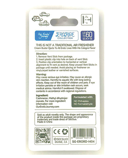 EroRide Cream Buster Pheromone Infused Air Freshener - Cologne