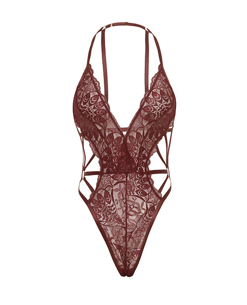 Lina Lace Halter Teddy - Zinfandel L/XL