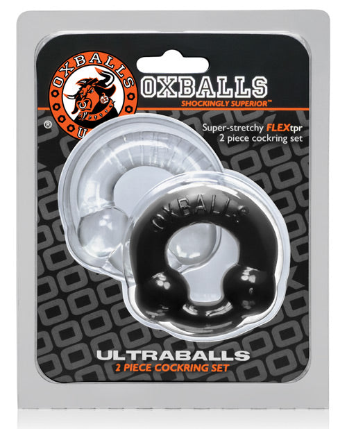 Oxballs Ultraballs Cock Rings - Black/Clear Pack of 2