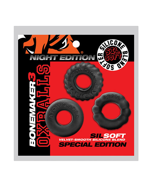 Oxballs Bonemaker Boner Cock Ring Kit Pack of 3 - Special Edition Night