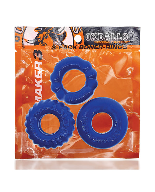 Oxballs Oxballs Bonemaker 3 Pack Cockring Kit - Pool Blue - Image 5