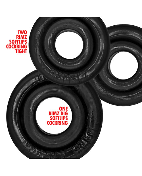 Oxballs Rimringz Multi Size 3 Pack of Cock Rings - Black